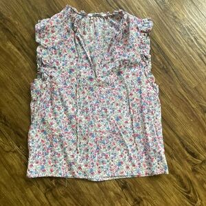 BB Dakota Floral Ruffle Blouse - Pink and Blue